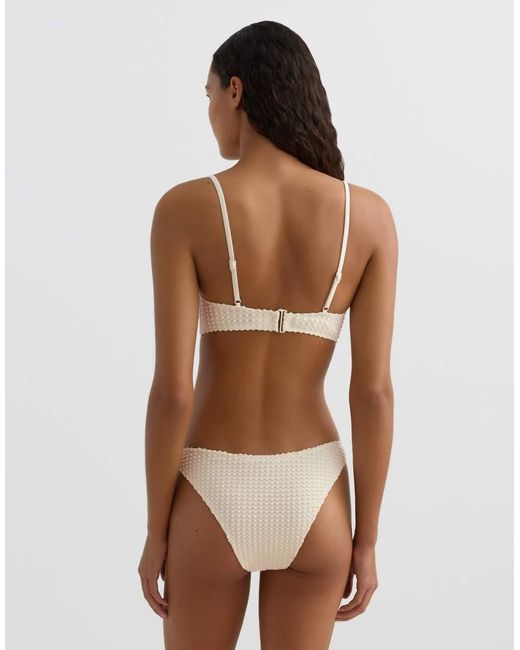 Oysho Brown Bubble-Texture Crochet Triangle Bikini Top