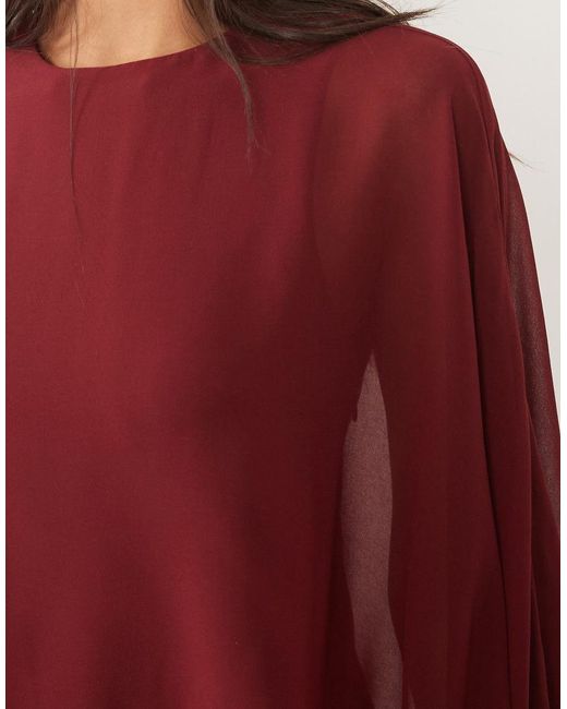 Forever New Red Chiffon Cape Detail Mini Dress
