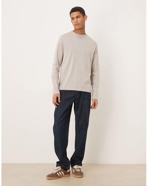 ASOS – basic-langarmshirt in Natural für Herren