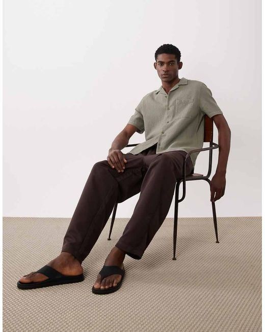 ASOS Green Regular Fit Revere Waffle Shirt for men