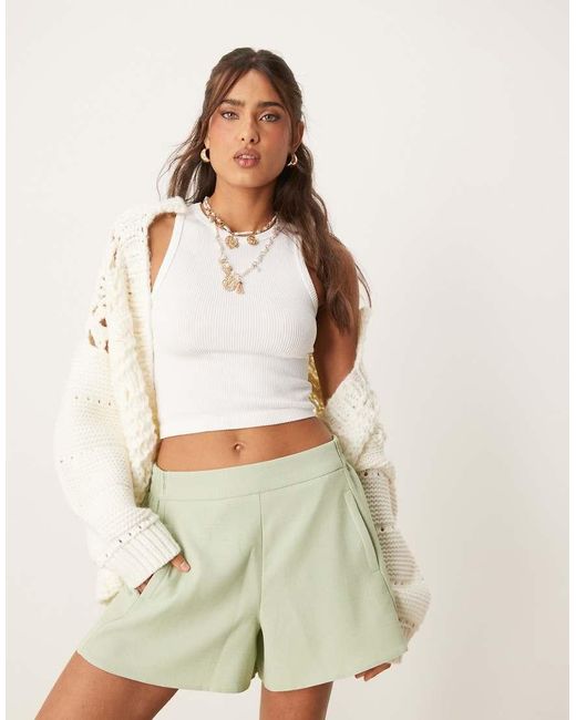 ASOS Elegante Boxershort Met Linnenlook in het Natural