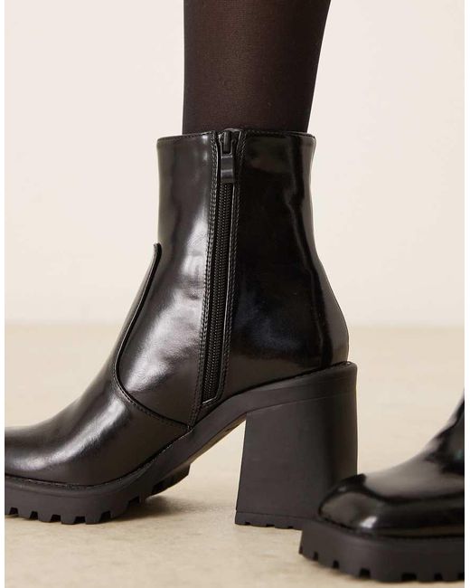Raid Black Sugar Block Heeled Ankle Boots