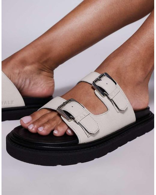 Walk London Brown Budapest Double Strap Sandals