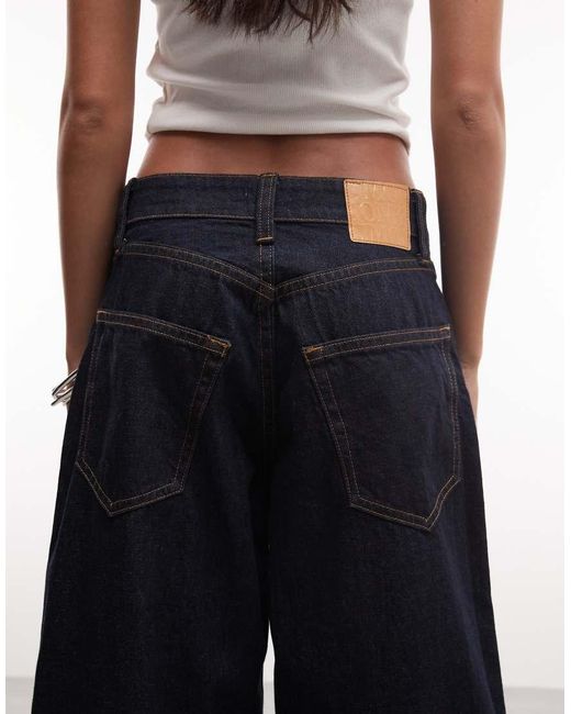 Monki Black peggy Fold Up Loose Fit Jeans
