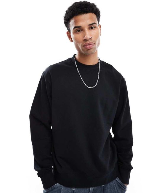 Sudadera Negra Extragrande Con Cuello Redondo De Tejido Grueso De 400 G/M2 De Premium Jack & Jones de hombre de color Blue
