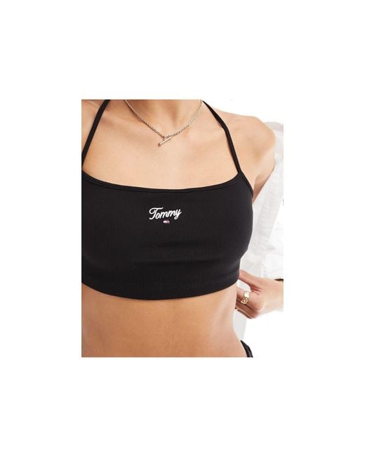 Tommy Hilfiger Black Cropped Strappy Script Top