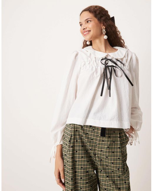 Sister Jane Natural Contrast Bow Shirt Co-Ord