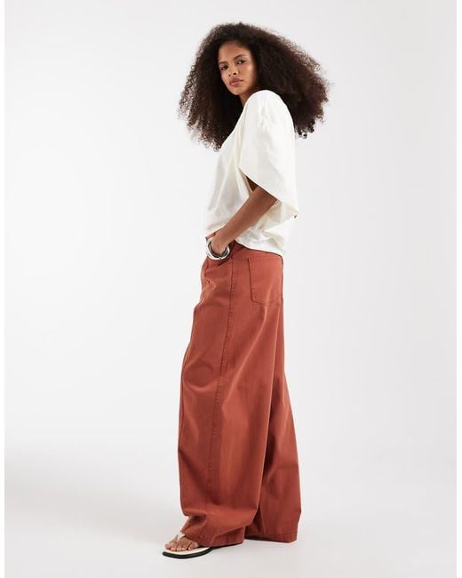 ASOS Red Barrel Leg Pants With Washed Effect