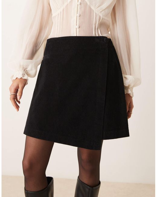 Nobody's Child Natural Sofia Wrap Front Mini Cord Skirt