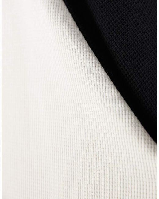 Camiseta Color Crema De Manga Larga Y Corte Cuadrado Extragrande Con Mangas Raglán De Punto Gofrado De -Blanco ASOS de hombre de color Black