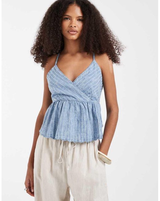 Lee Jeans Blue Ruffle Peplum Cami