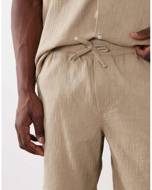 Jack & Jones Natural Co-ord Textured Shorts for men