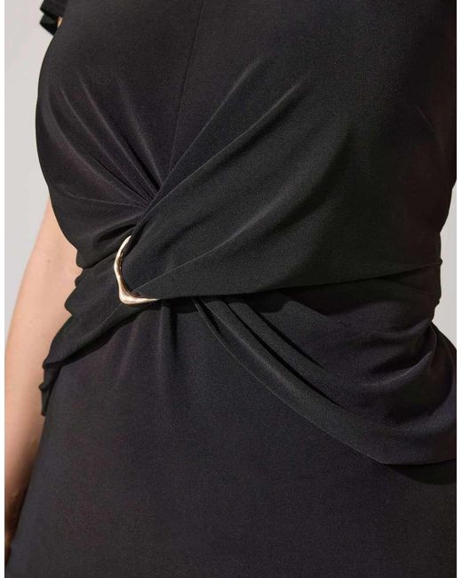Yours Clothing Black Twist Front Top