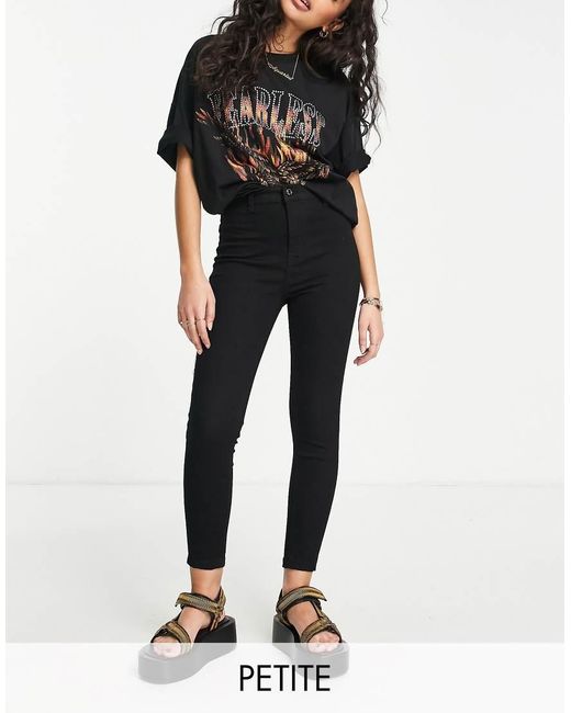Don't Think Twice Black Dtt Petite Chloe High Waist Disco Stretch Skinny Jeans