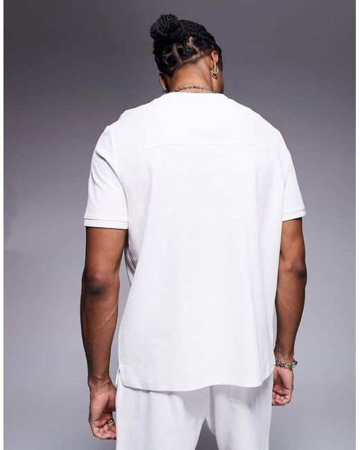 Bershka T-Shirt Met Wafeltextuur in het White voor heren