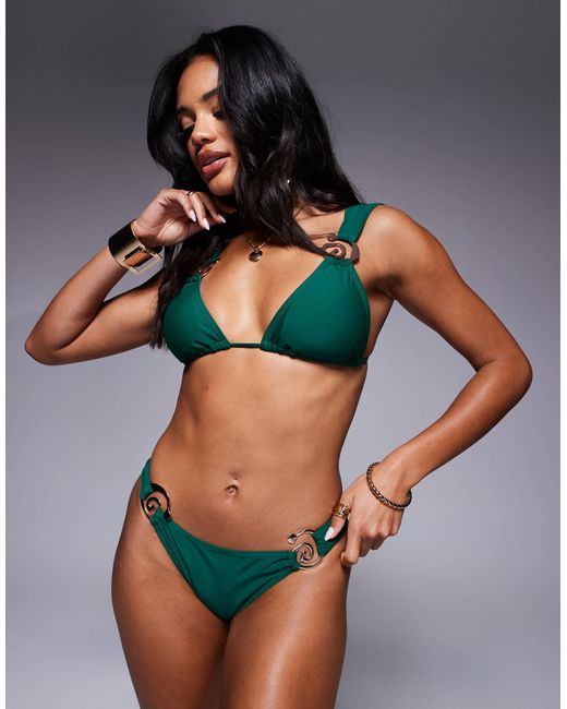Moda Minx Green Bikini Top With Shell Detail