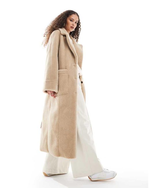 Urbancode White Faux Shearling Belted Maxi Coat