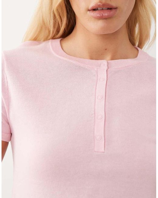 Mango Pink Short Sleeve Knitted Top