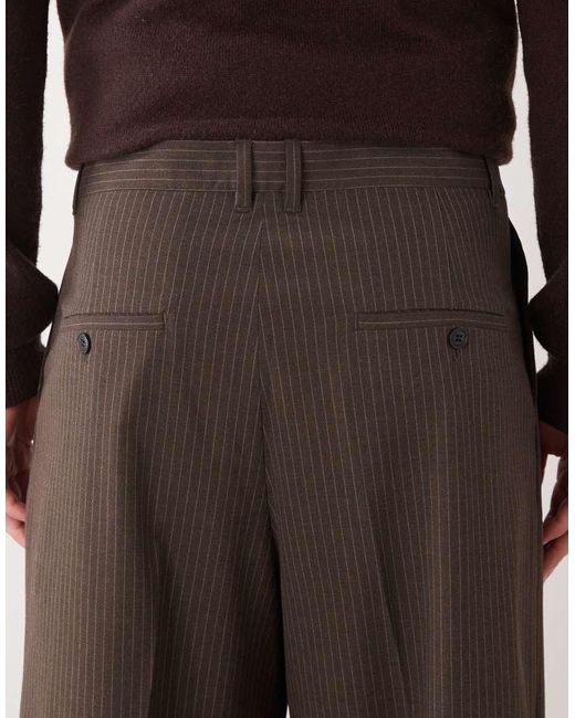 Weekday Brown Oversized Tailored Trousers for men