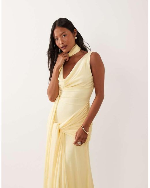Forever New Natural Scarf Neck Maxi Dress With Tie Waist Detail