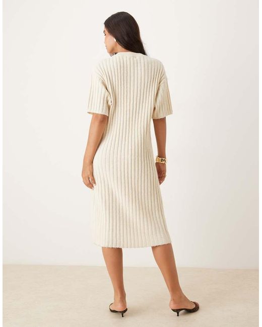 Glamorous Natural V Neck Midi Dress