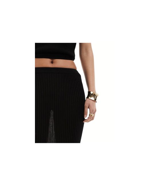 Miss Selfridge Black Beach Knit Rib Maxi Skirt