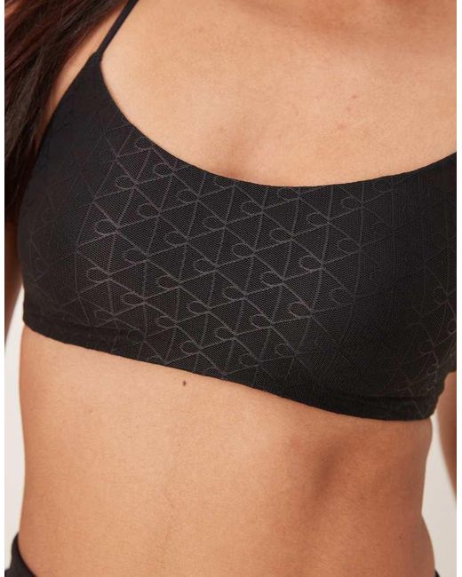Calvin Klein Black Monogram Mesh Bralette