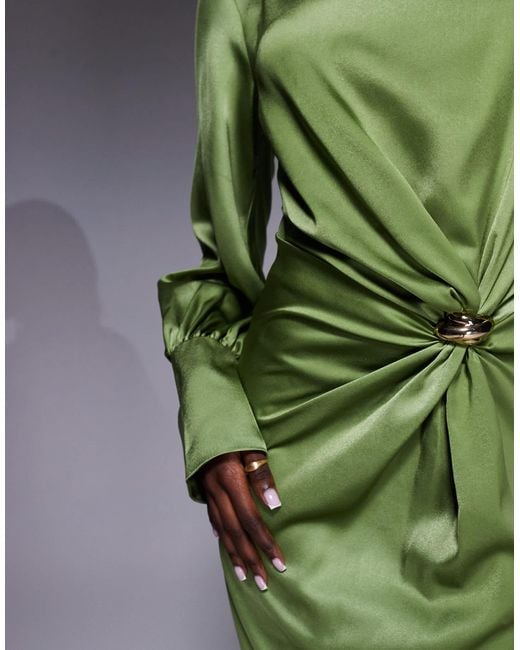 ASOS Green – schräg geschnittenes maxikleid aus satin