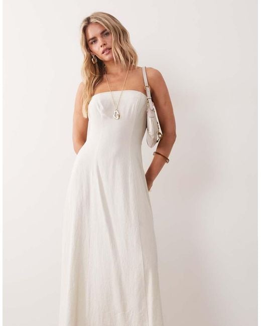 Miss Selfridge White Linen Look Bandeau Maxi Dress