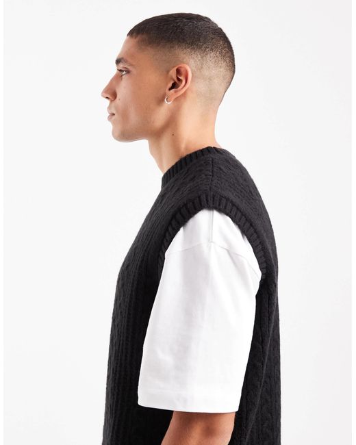 Débardeur décontracté en maille torsadée ASOS pour homme en coloris Black