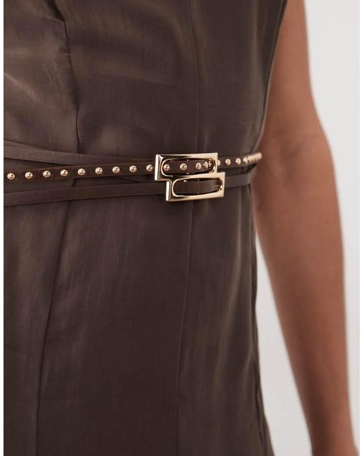Mango Natural V Neck Belted Midi Dress