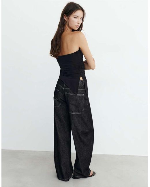 Pull&Bear Blue Asymmetric Bandeau Top