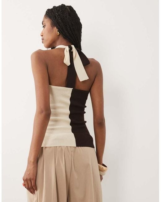 Pretty Lavish Black Estelle Knitted Twist Halter Neck Top