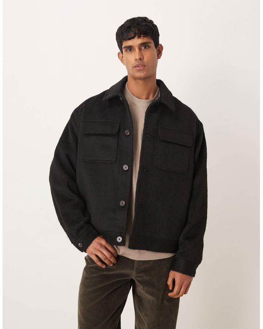 ASOS – angeraute harrington-jacke in Black für Herren