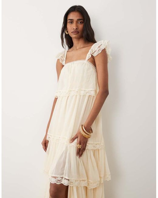 Miss Selfridge Natural Chiffon Tiered Maxi Dress