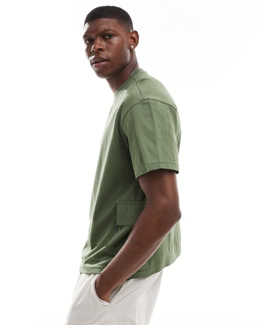 Another Influence Green Oversized Utility T-shirt for men