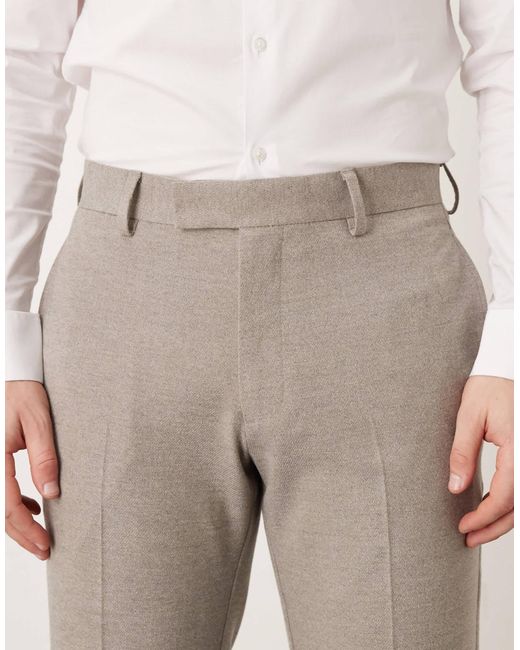 Pantalon élégant et ajusté en flanelle - chiné ASOS pour homme en coloris Natural