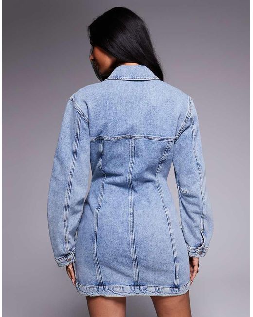 GOOD AMERICAN Blue Barrel Long Sleeve Mini Dress