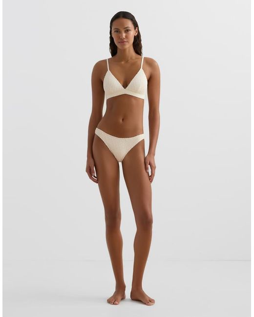 Oysho Brown Bubble-Texture Crochet Triangle Bikini Top