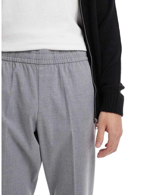 Jack & Jones Black Drawstring Smart Tapered Loose Trousers for men