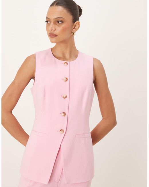 Nobody's Child Pink Long Line Crew Waistcoat Co-ord