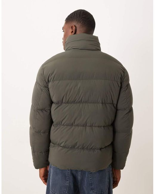 Mango Gray High Neck Water Repellent Puffer Jacket With Built for men