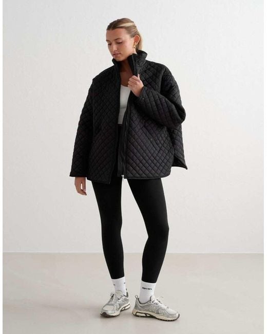 Aim'n Black Oversized Quilted Jacket