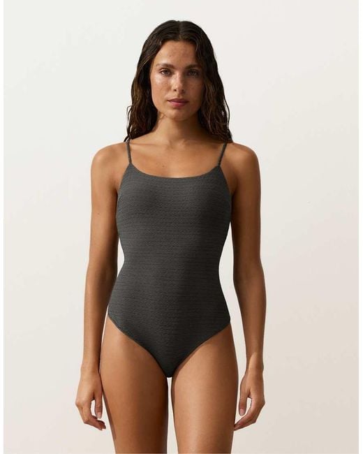 Oysho Black Faded Effect Jacquard Swimsuit