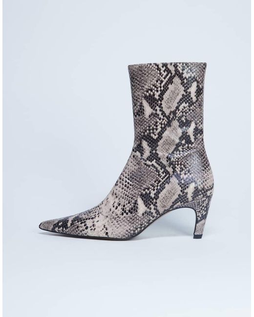 Botines De Tacón Alto Con Estampado De De Cuero Premium Neeve De TOPSHOP de color Gray