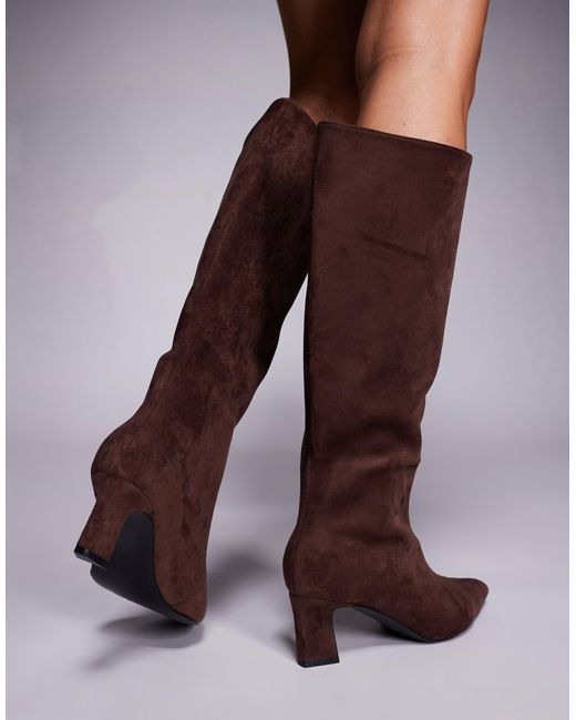 Public Desire Purple Boomer Heeled Knee Boots