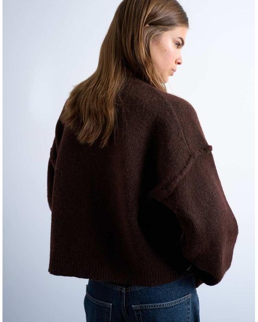 TOPSHOP Blue Knitted Exposed Seam Relaxed Cardigan