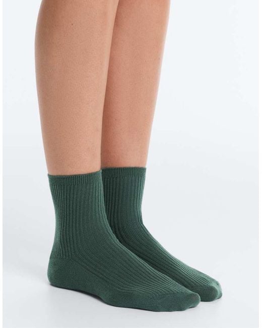 Oysho Blue 5 Pairs Of Cotton Blend Quarter Socks