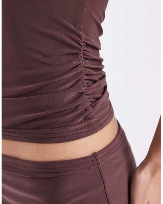 Collusion Purple Tie Halter Neck Scarf Slinky Top