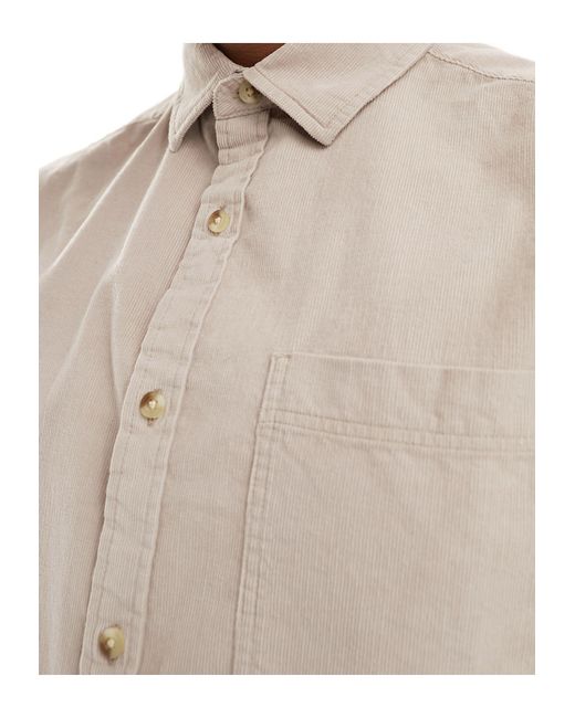 ASOS Natural Short Sleeve Boxy Oversized Cropped Shirt for men